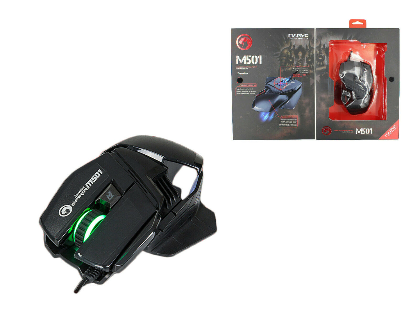 Mouse Gaming Per Game Con Filo Marvo M501 Pc Game Giochi Per Pc Ottico 2000DPI