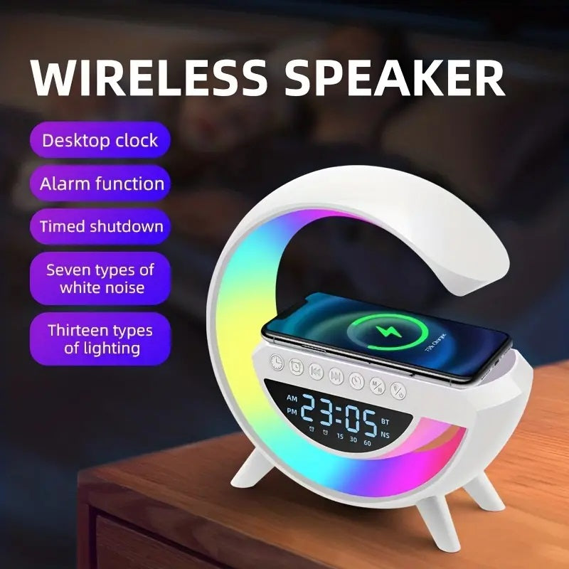 Wireless LED Speaker Bluetooth Orologio Lampada LED Caricabatteria Smartphone