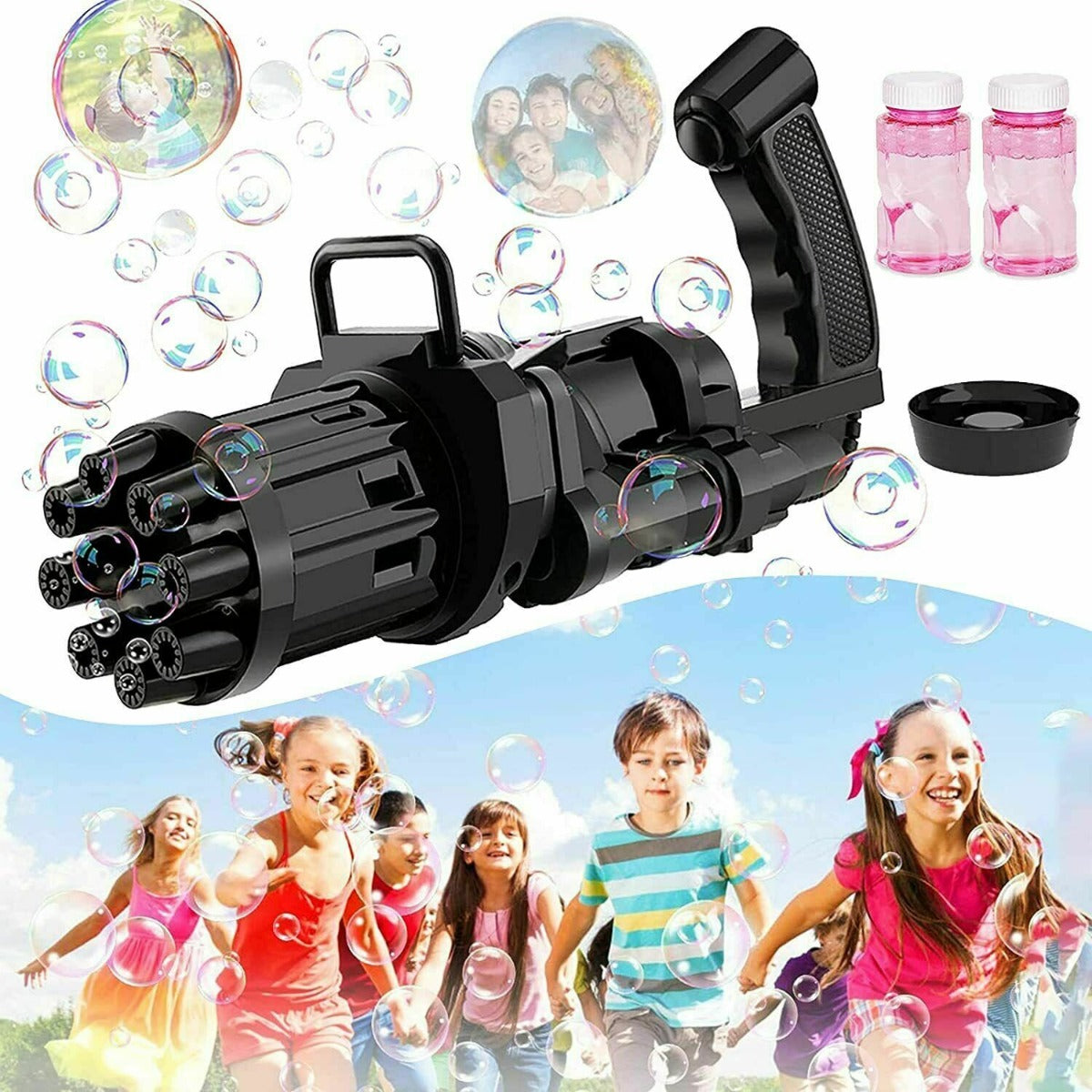 Pistola spara bolle di sapone giocattoli per bambini gadget per feste a batteria