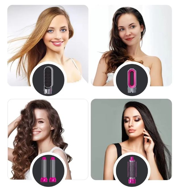 Asciugacapelli 5 in 1 con Spazzole Elettriche Intercambiabili per Styling Professionale