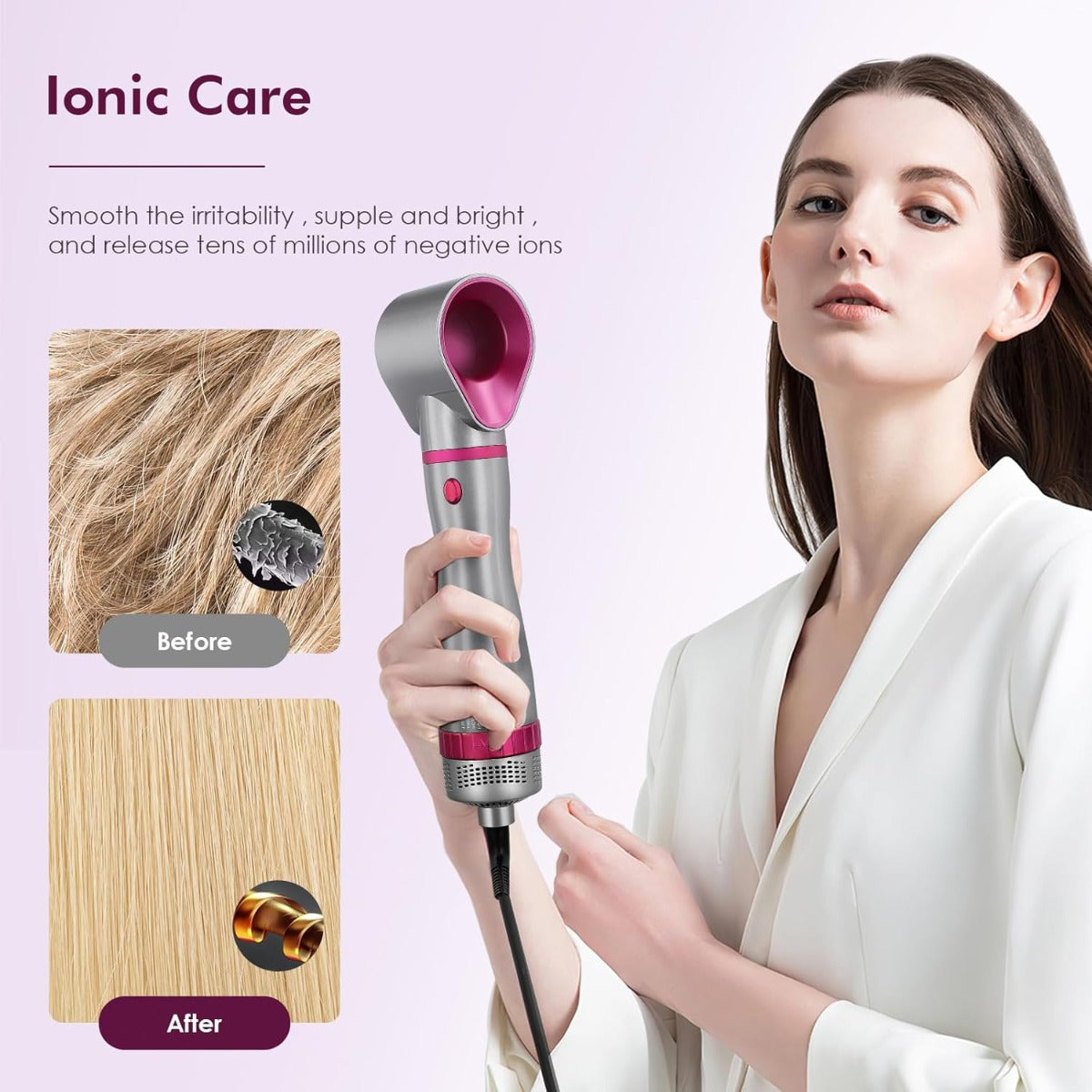 Spazzola ad Aria Calda 4 in 1: Asciugacapelli, Styling, Lisciante e Arricciacapelli con Tecnologia Ionica