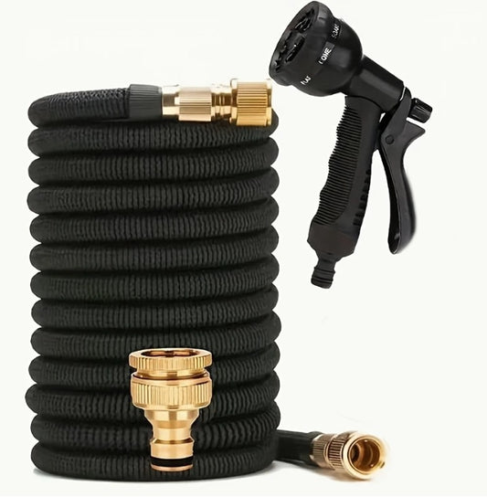 Tubo da Giardino Estensibile 15 Metri - Alta Pressione con Attacchi in Acciaio Inox