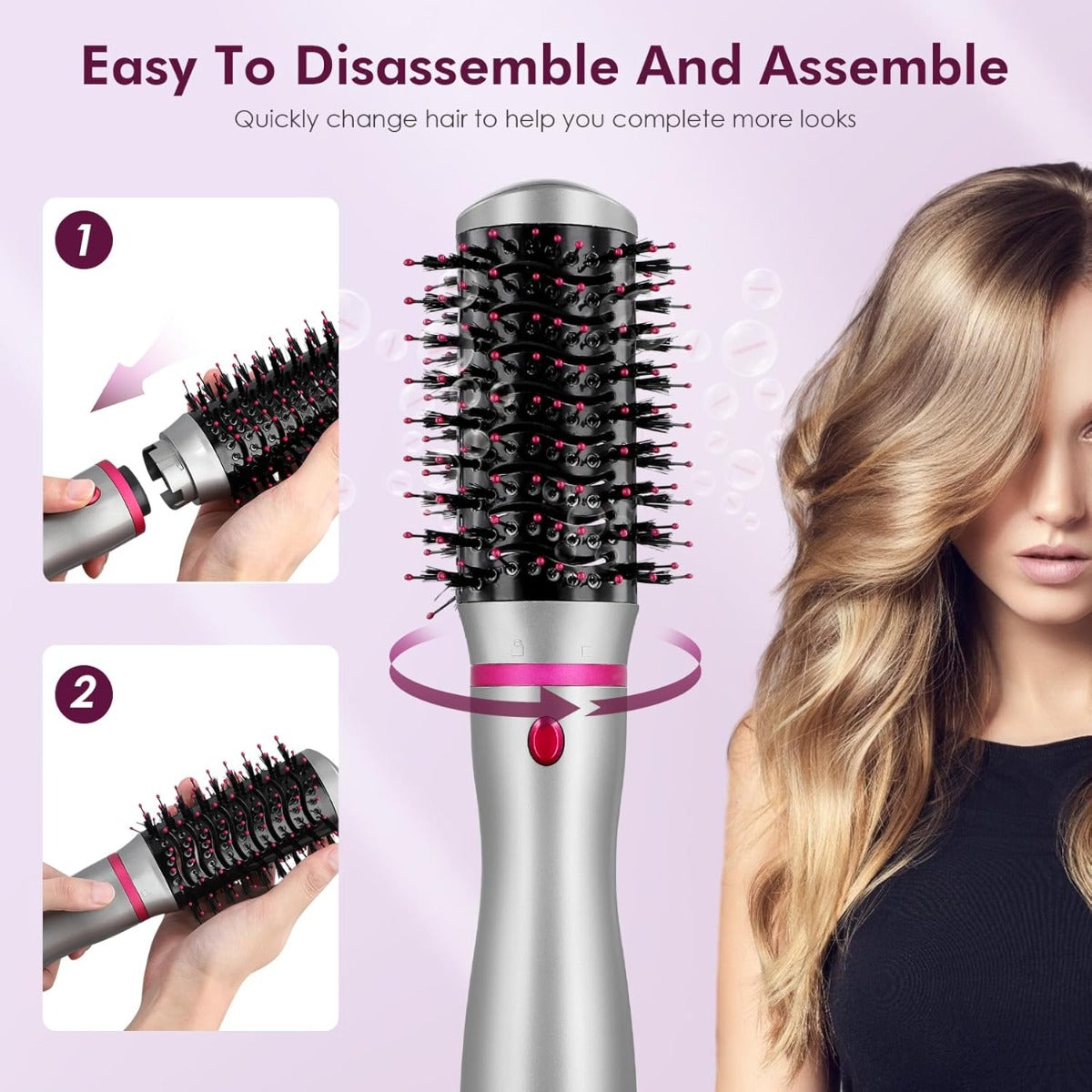 Spazzola ad Aria Calda 4 in 1: Asciugacapelli, Styling, Lisciante e Arricciacapelli con Tecnologia Ionica